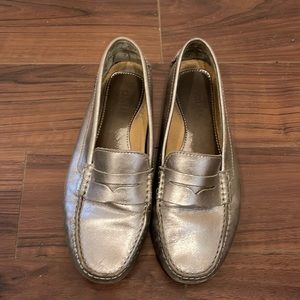 Silver leather loafers